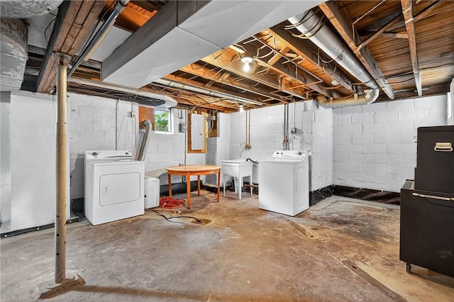 1605 Maratta Rd, Hopewell Twp, PA 15001 - below grade area featuring separate washer and dryer and electric panel