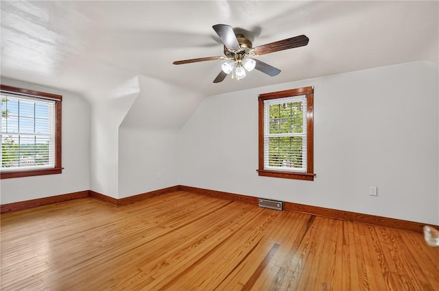 1605 Maratta Rd, Hopewell Twp, PA 15001 - additional living space featuring vaulted ceiling, light wood finished floors, and a ceiling fan