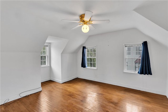 1255 Park Pl, Beaver, PA 15009 - additional living space with lofted ceiling, hardwood / wood-style flooring, and ceiling fan