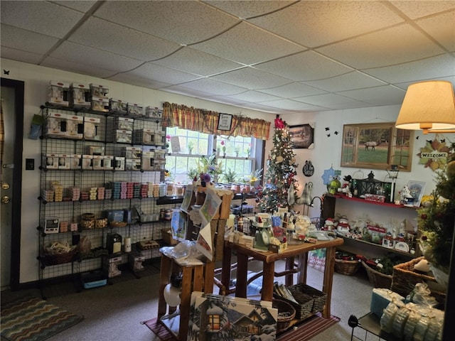 2879 Winslow Hill Rd, Benezette, PA 15821 - carpeted dining space with a paneled ceiling