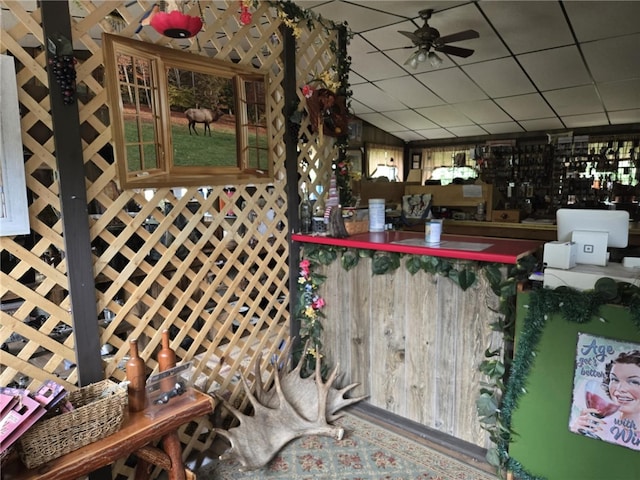 2879 Winslow Hill Rd, Benezette, PA 15821 - interior space with a bar and ceiling fan
