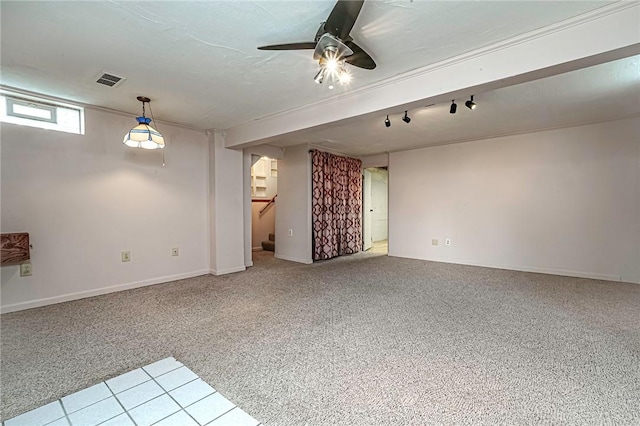 119 S Patton, Moon/Crescent Twp, PA 15108 - carpeted empty room with a ceiling fan and stairs