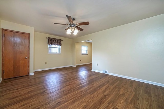 119 S Patton, Moon/Crescent Twp, PA 15108 - spare room with ceiling fan and dark wood-style floors