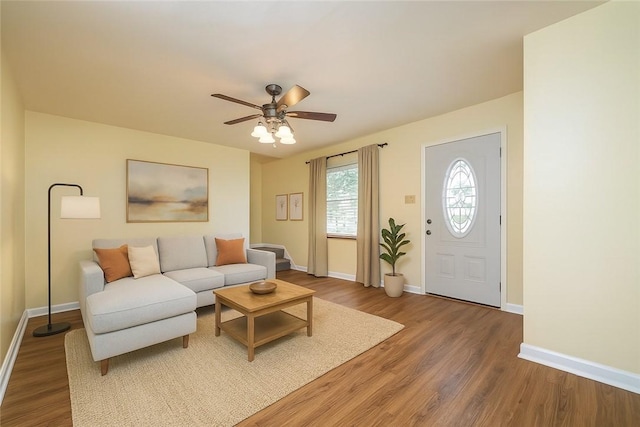 119 S Patton, Moon/Crescent Twp, PA 15108 - living area with wood finished floors and ceiling fan
