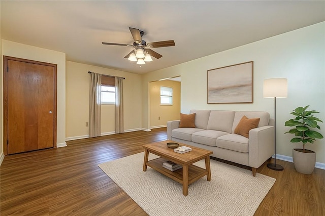 119 S Patton, Moon/Crescent Twp, PA 15108 - living area featuring a ceiling fan and wood finished floors