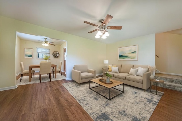 119 S Patton, Moon/Crescent Twp, PA 15108 - living area featuring ceiling fan and dark wood-style floors