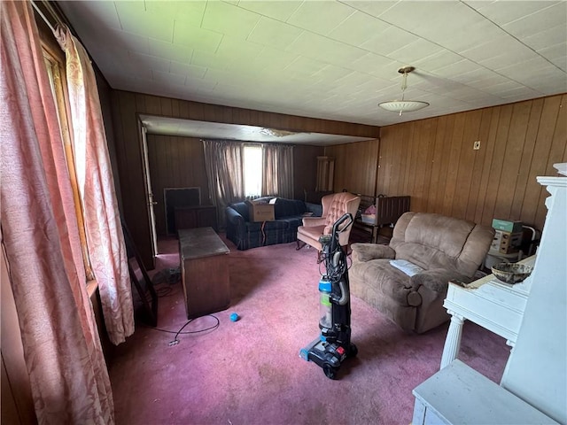 69 Beech St, Cecil, PA 15350 - living area featuring carpet floors and wood walls