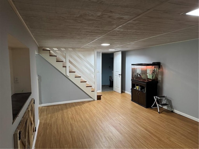 118 Manchester Dr, Hempfield Twp, PA 15642 - finished basement featuring stairs and wood finished floors