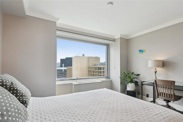 320 Fort Duquesne Blvd Unit 23L, Downtown Pgh, PA 15222 - bedroom featuring crown molding and baseboards