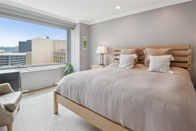 320 Fort Duquesne Blvd Unit 23L, Downtown Pgh, PA 15222 - bedroom with crown molding, recessed lighting, and wood finished floors
