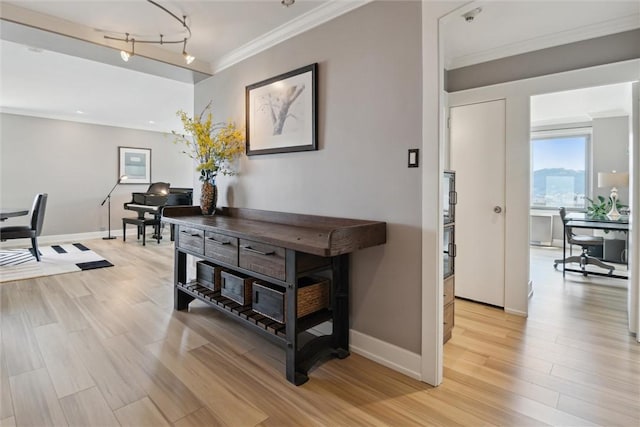 320 Fort Duquesne Blvd Unit 23L, Downtown Pgh, PA 15222 - hallway with light wood-style floors and ornamental molding