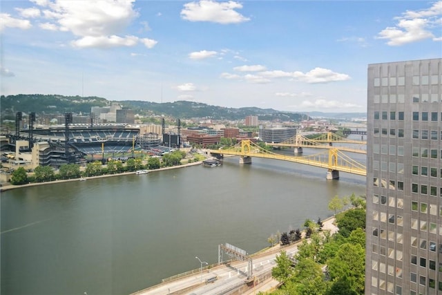 320 Fort Duquesne Blvd Unit 23L, Downtown Pgh, PA 15222 - water view featuring a notable bridge and nearby urban area
