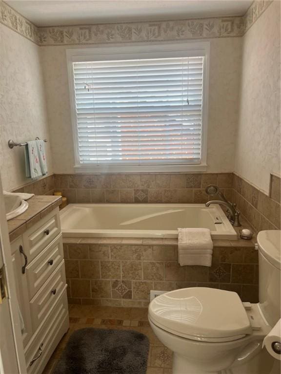 4619 5th Ave, Beaver Falls, PA 15010 - full bath with a garden tub, vanity, and tile patterned floors