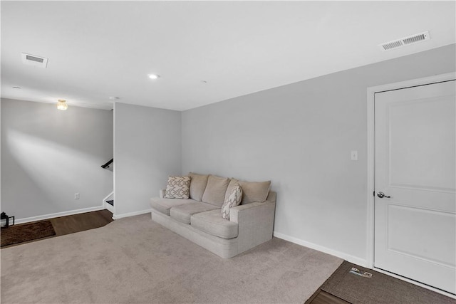 222 Amon St, Cranberry Twp, PA 16066 - carpeted living area with stairway and recessed lighting