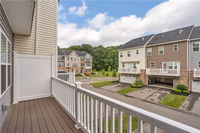 222 Amon St, Cranberry Twp, PA 16066 - deck with asphalt driveway, a garage, and a residential view