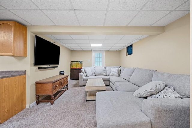 723 Rose Ln, Baldwin Twp, PA 15234 - carpeted living area featuring a paneled ceiling