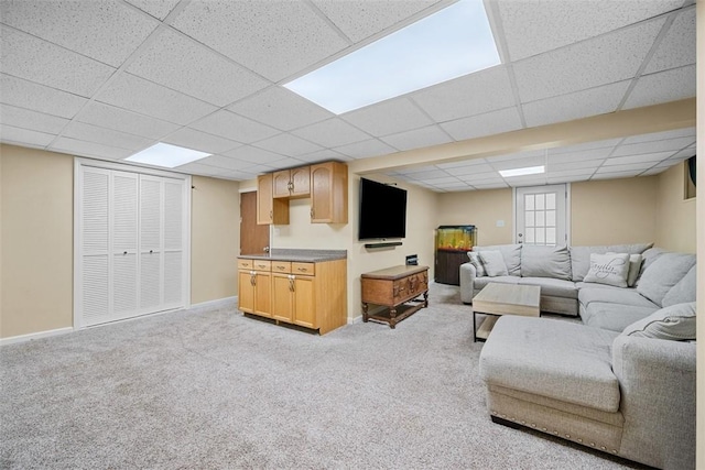 723 Rose Ln, Baldwin Twp, PA 15234 - living room with a paneled ceiling and light colored carpet
