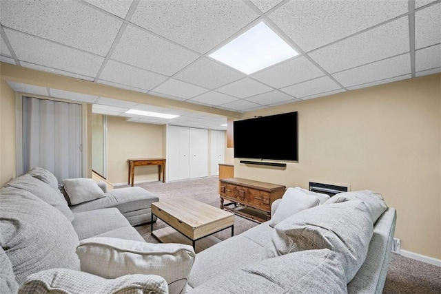 723 Rose Ln, Baldwin Twp, PA 15234 - living area with carpet floors and a drop ceiling