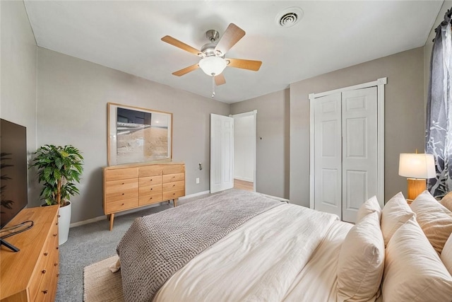 213 Mcdonald Dr, North Huntingdon, PA 15642 - bedroom featuring carpet, a ceiling fan, and a closet