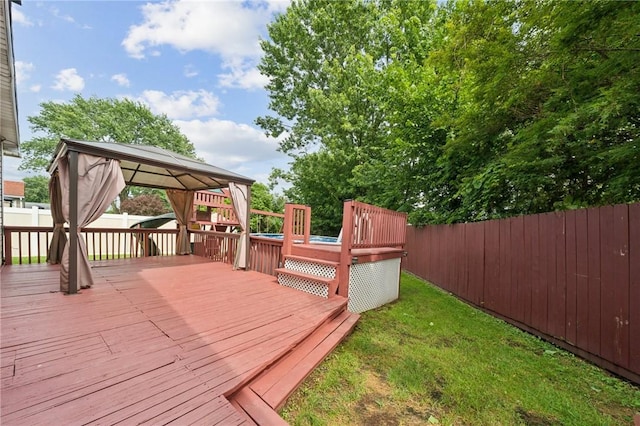 213 Mcdonald Dr, North Huntingdon, PA 15642 - wooden deck featuring a gazebo and a fenced backyard