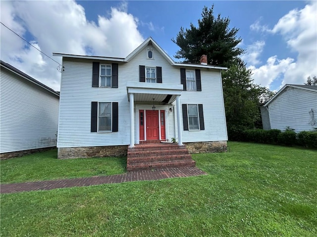 653 Upr Middletown Rd, Menallen Twp, PA 15480 - view of front of house with a front lawn and a chimney