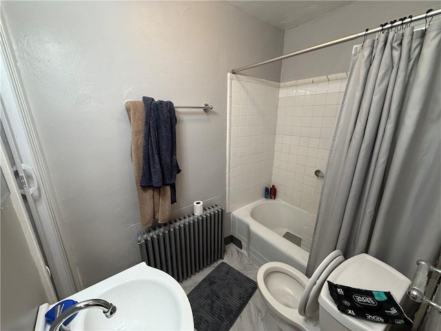1201 Illinois Ave, Dormont, PA 15216 - bathroom with radiator and shower / tub combo with curtain