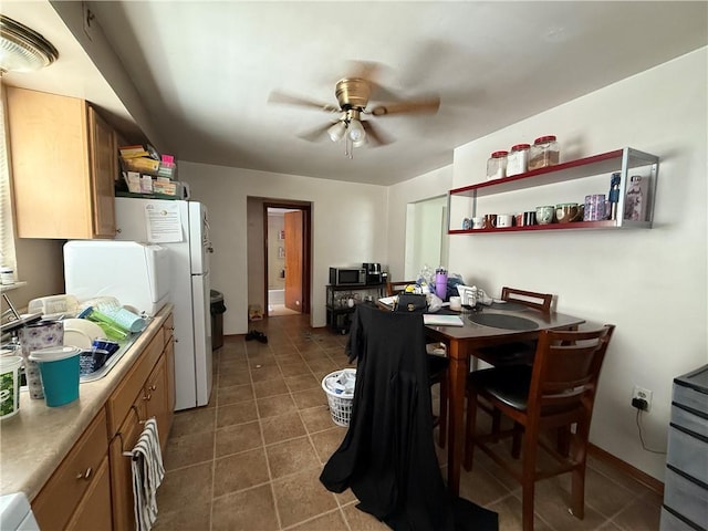1201 Illinois Ave, Dormont, PA 15216 - dining area with ceiling fan and tile patterned flooring