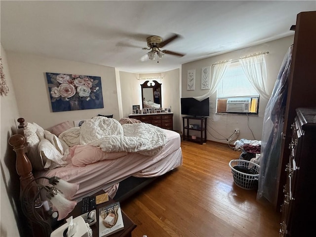 1201 Illinois Ave, Dormont, PA 15216 - bedroom with cooling unit, wood finished floors, and a ceiling fan