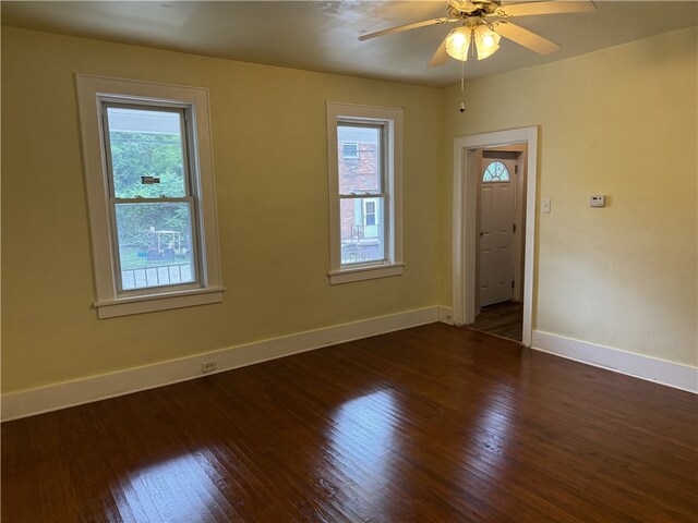 522 Cubbage St, Carnegie, PA 15106 - empty room featuring plenty of natural light, wood finished floors, and ceiling fan