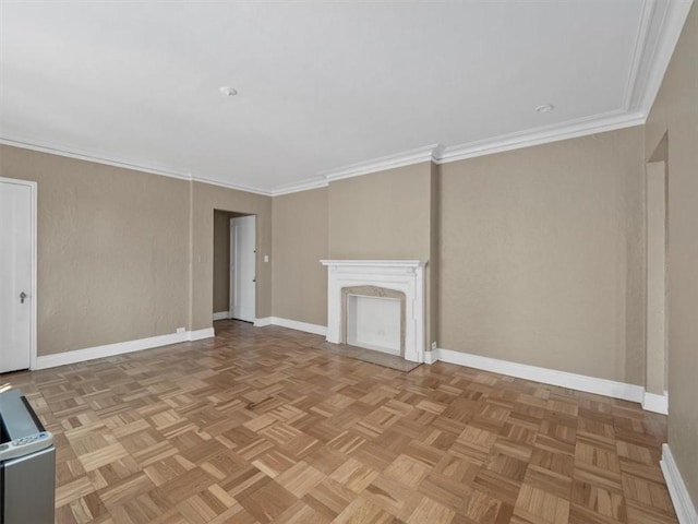 166 N Dithridge St Unit 3E, Oakland, PA 15213 - unfurnished living room featuring crown molding and a fireplace
