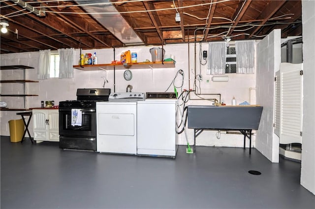 6437 Willem, Jefferson Hills, PA 15332 - below grade area with washer and clothes dryer and a sink