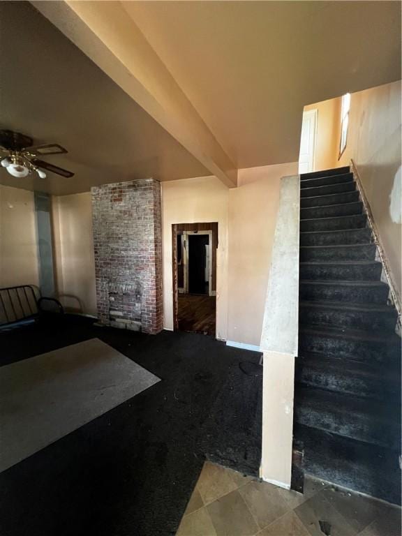 219 Sherman Ave, Vandergrift, PA 15690 - staircase featuring ceiling fan