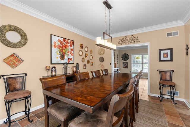 405 Crestridge Dr, Hempfield Twp, PA 15601 - dining room featuring ornamental molding and dark tile patterned flooring