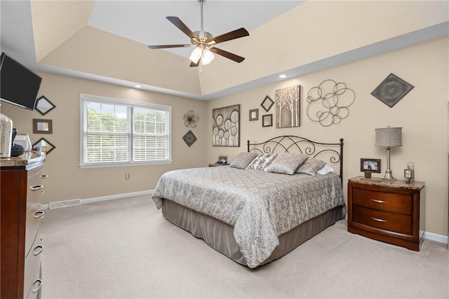 405 Crestridge Dr, Hempfield Twp, PA 15601 - bedroom with light carpet, a tray ceiling, and ceiling fan
