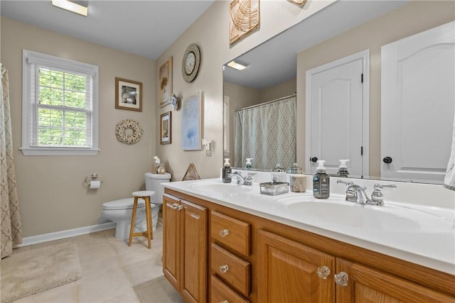 405 Crestridge Dr, Hempfield Twp, PA 15601 - full bathroom featuring double vanity, tile patterned flooring, and a shower with curtain