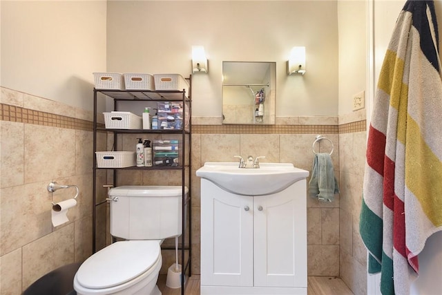 3905 Beechwood Blvd, Squirrel Hill, PA 15217 - bathroom with tile walls, vanity, and a wainscoted wall