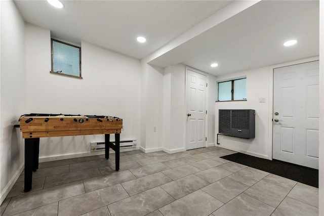 3905 Beechwood Blvd, Squirrel Hill, PA 15217 - tiled entryway featuring a baseboard radiator, recessed lighting, and heating unit