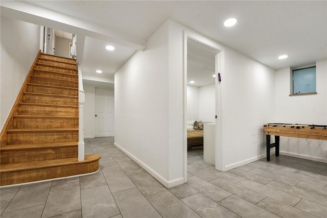 3905 Beechwood Blvd, Squirrel Hill, PA 15217 - staircase with recessed lighting and tile patterned flooring