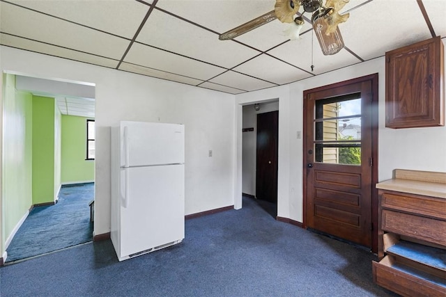 149 Frank St, Whitaker, PA 15120 - interior space with dark carpet, a ceiling fan, plenty of natural light, and a paneled ceiling