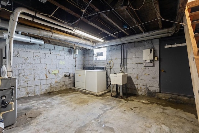 149 Frank St, Whitaker, PA 15120 - unfinished basement with washer and dryer and a sink