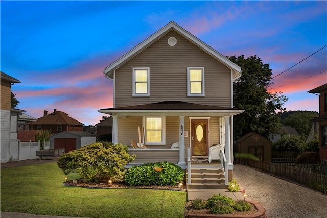 107 Braun St, Shaler, PA 15223 - view of front of house featuring a shed and covered porch