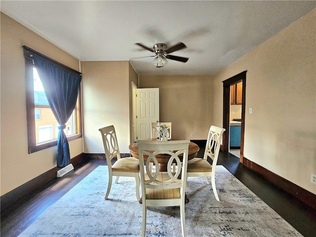 2001 7th Ave, Beaver Falls, PA 15010 - dining space with ceiling fan and dark wood-style floors