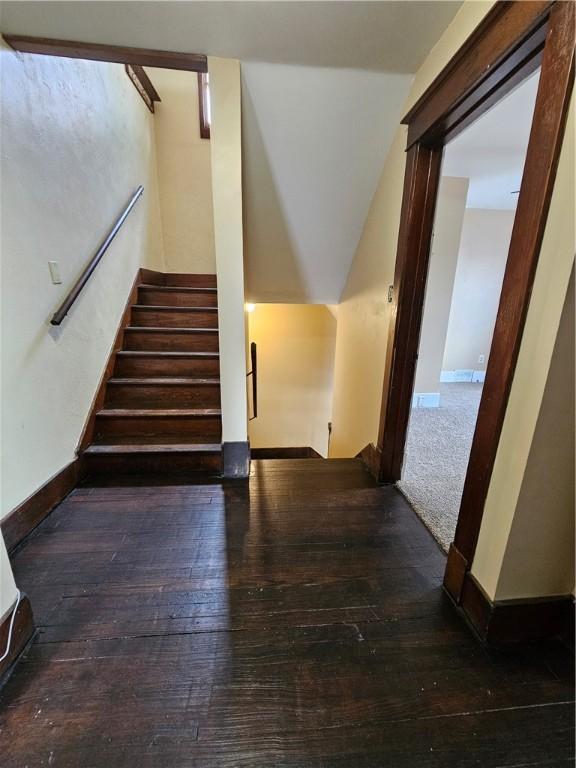 2001 7th Ave, Beaver Falls, PA 15010 - staircase featuring wood-type flooring