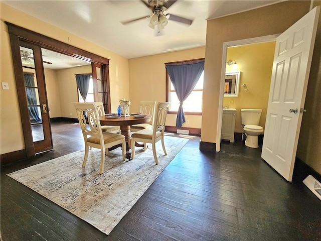 2001 7th Ave, Beaver Falls, PA 15010 - dining area with ceiling fan and dark wood-style flooring