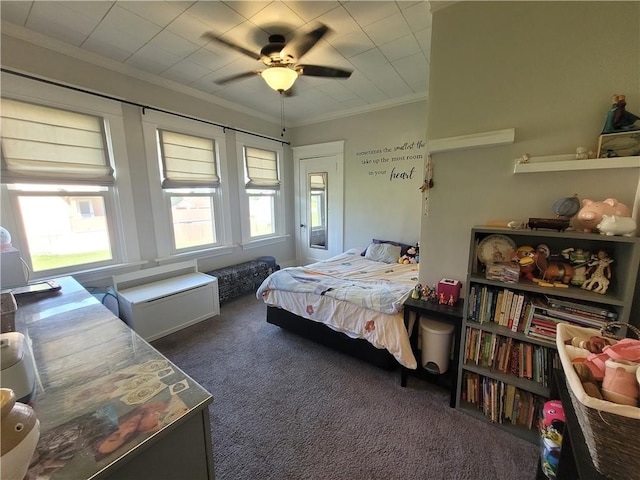 1727 Tyler St, Aliquippa, PA 15001 - bedroom with ornamental molding, carpet, and a ceiling fan