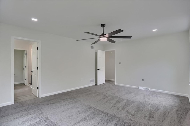 130 Center Ave, Burgettstown Boro, PA 15021 - empty room featuring carpet, a ceiling fan, and recessed lighting