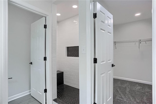 130 Center Ave, Burgettstown Boro, PA 15021 - full bath featuring a tile shower, recessed lighting, and a walk in closet