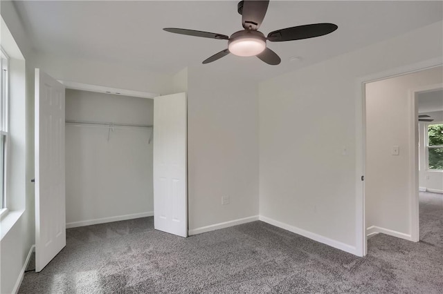 130 Center Ave, Burgettstown Boro, PA 15021 - unfurnished bedroom with carpet flooring, a closet, and ceiling fan