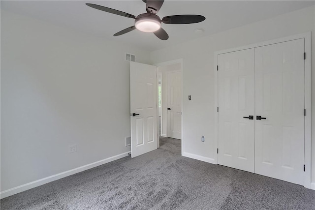 130 Center Ave, Burgettstown Boro, PA 15021 - unfurnished bedroom featuring carpet floors, a closet, and a ceiling fan