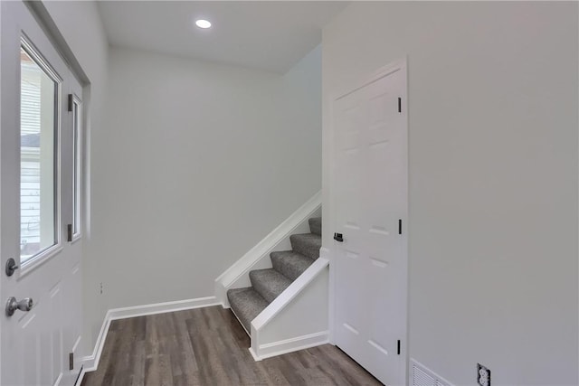 130 Center Ave, Burgettstown Boro, PA 15021 - stairway featuring wood finished floors and recessed lighting